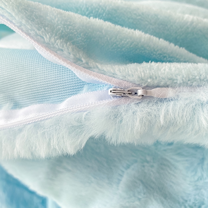 91家纺网 家纺一手货源 找家纺 黑马家居2023新款保暖亲肤兔毛绒四件套 兔绒清新兰