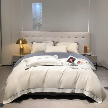 91家纺网 家纺一手货源 找家纺 利欧 2025新款磨毛暖绒刺绣四件套-维尔纳 维尔纳-白灰