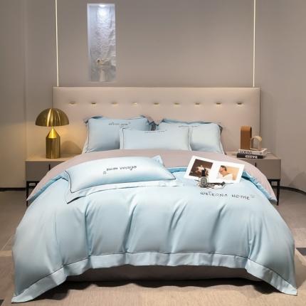 91家纺网 家纺一手货源 找家纺 利欧 2025新款磨毛暖绒刺绣四件套-维尔纳 维尔纳-蓝灰