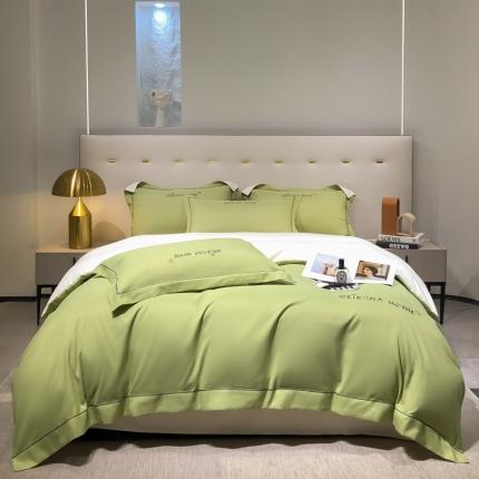 91家纺网 家纺一手货源 找家纺 利欧 2025新款磨毛暖绒刺绣四件套-维尔纳 维尔纳-绿白