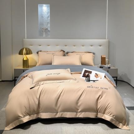 91家纺网 家纺一手货源 找家纺 利欧 2025新款磨毛暖绒刺绣四件套-维尔纳 维尔纳-棕灰