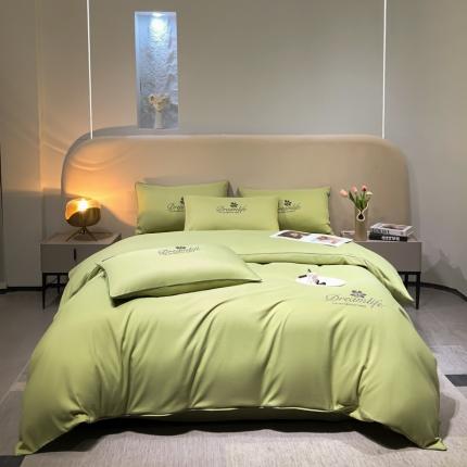 91家纺网 家纺一手货源 找家纺 利欧 2025新款磨毛暖绒刺绣四件套-花梦 花梦-草绿