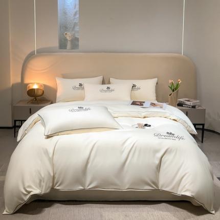 91家纺网 家纺一手货源 找家纺 利欧 2025新款磨毛暖绒刺绣四件套-花梦 花梦-米黄