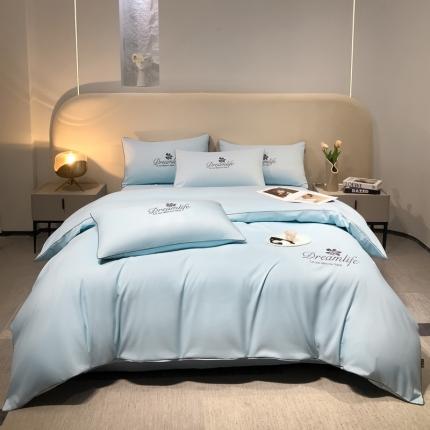 91家纺网 家纺一手货源 找家纺 利欧 2025新款磨毛暖绒刺绣四件套-花梦 花梦-水蓝