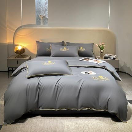 91家纺网 家纺一手货源 找家纺 （总）利欧 2025新款直播电商爆款暖绒刺绣磨毛四件套-花梦