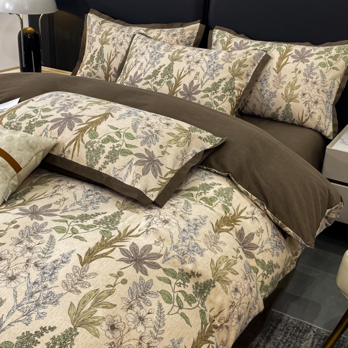 91家纺网 家纺一手货源 找家纺 仟网汇 2023新款纯棉磨毛加厚喷气印花拼角四件套 晨晓