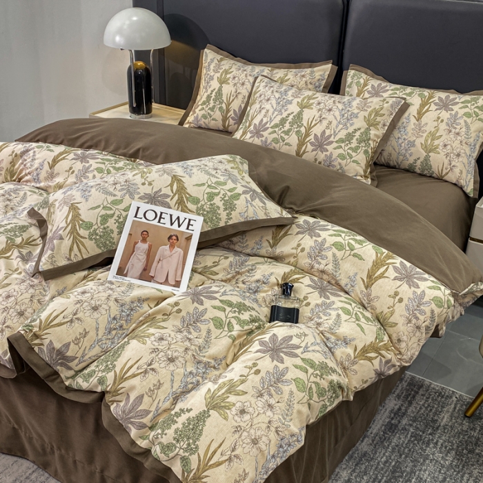 91家纺网 家纺一手货源 找家纺 仟网汇 2023新款纯棉磨毛加厚喷气印花拼角四件套 晨晓