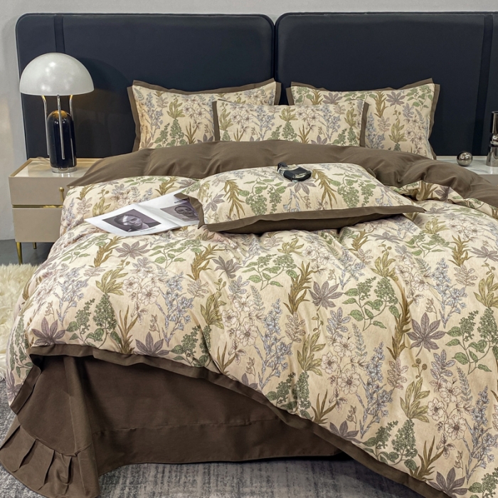 91家纺网 家纺一手货源 找家纺 仟网汇 2023新款纯棉磨毛加厚喷气印花拼角四件套 晨晓