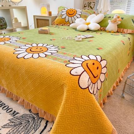 慕木  2025新款A类小清新加厚多功能牛奶绒夹棉床盖 太阳花