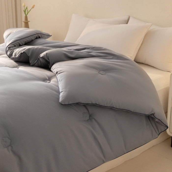 91家纺网 家纺一手货源 找家纺 莱福仕 2023新款A类水洗棉新疆棉花被被子被芯-向云端 向云端-烟墨灰