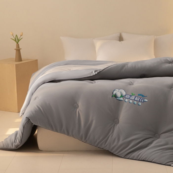 91家纺网 家纺一手货源 找家纺 莱福仕 2023新款A类水洗棉新疆棉花被被子被芯-向云端 向云端-烟墨灰