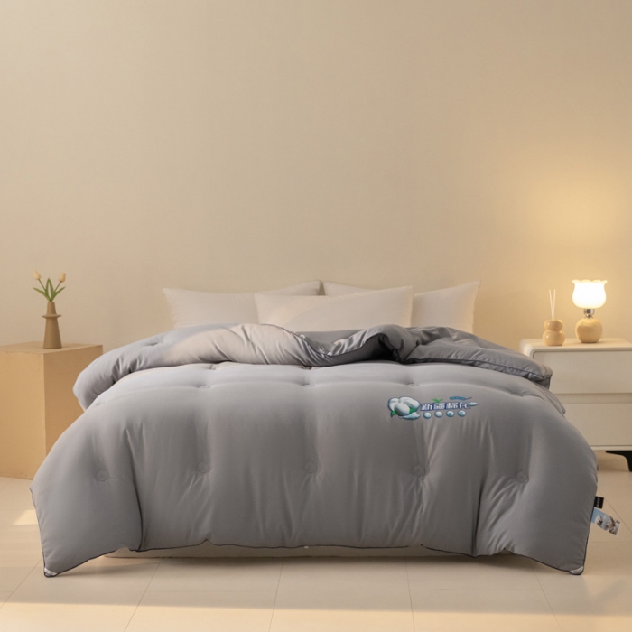 91家纺网 家纺一手货源 找家纺 莱福仕 2023新款A类水洗棉新疆棉花被被子被芯-向云端 向云端-烟墨灰