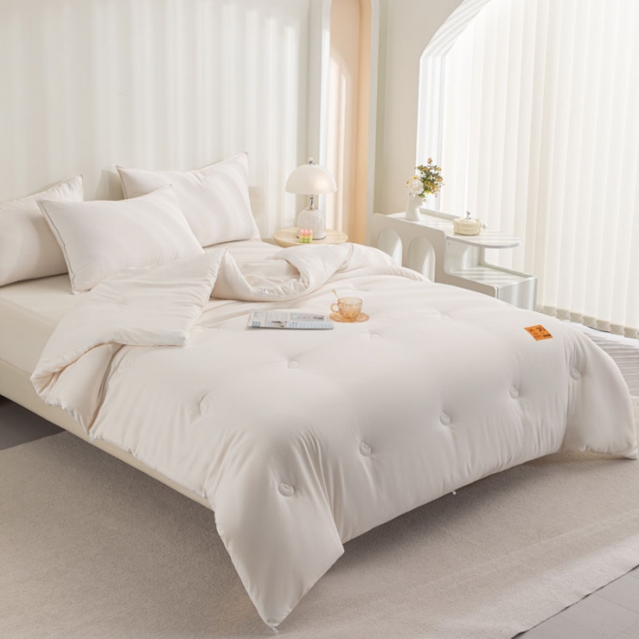 91家纺网 家纺一手货源 找家纺 莱福仕 2023新款A类水洗棉李官奇抗菌大豆被被子被芯 芝士白