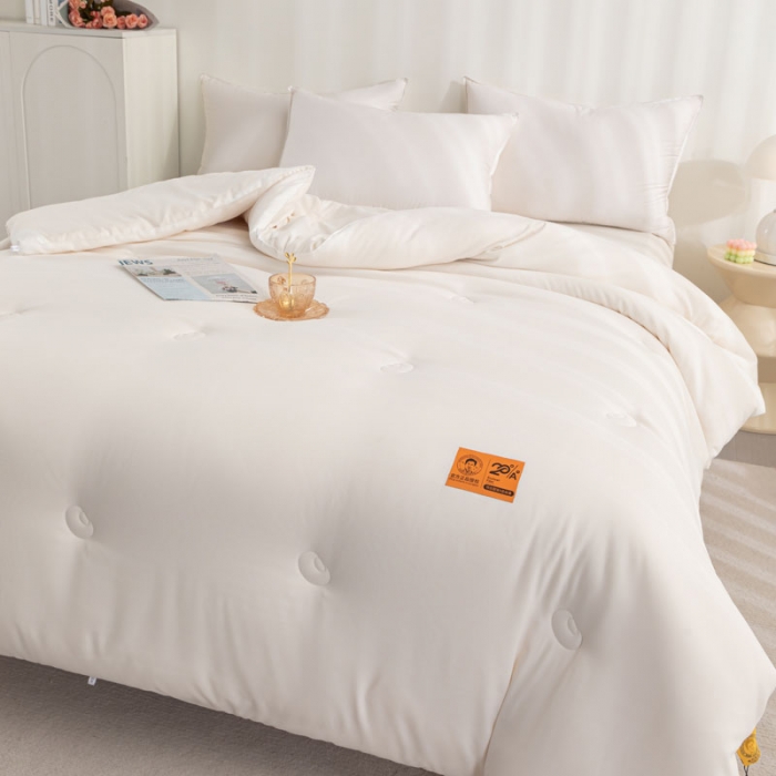 91家纺网 家纺一手货源 找家纺 莱福仕 2023新款A类水洗棉李官奇抗菌大豆被被子被芯 芝士白