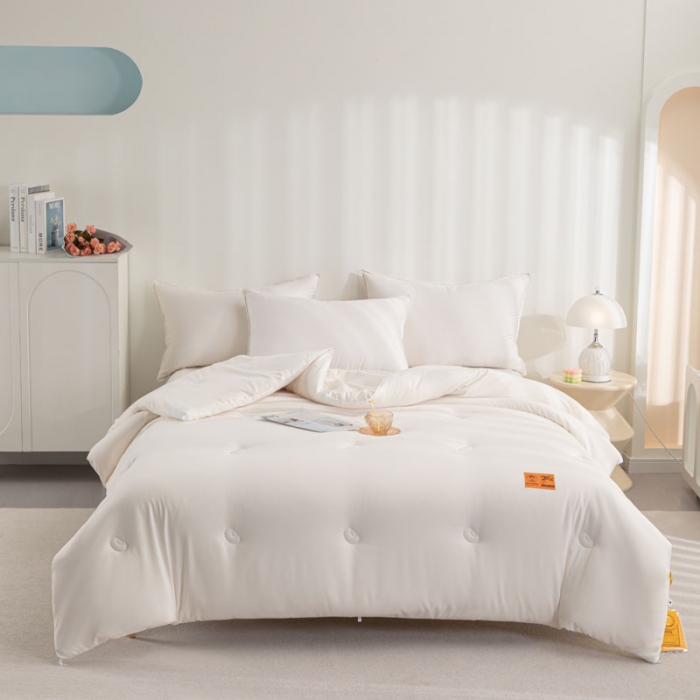 91家纺网 家纺一手货源 找家纺 莱福仕 2023新款A类水洗棉李官奇抗菌大豆被被子被芯 芝士白