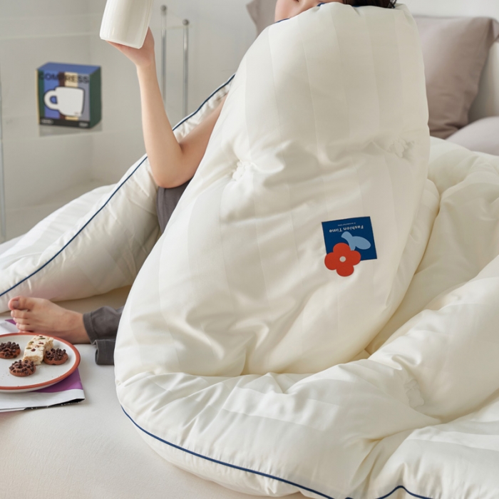 91家纺网 家纺一手货源 找家纺 莱福仕 2023新款A类杜邦防螨抗菌春秋被冬被被子被芯 赫本-玉珠白