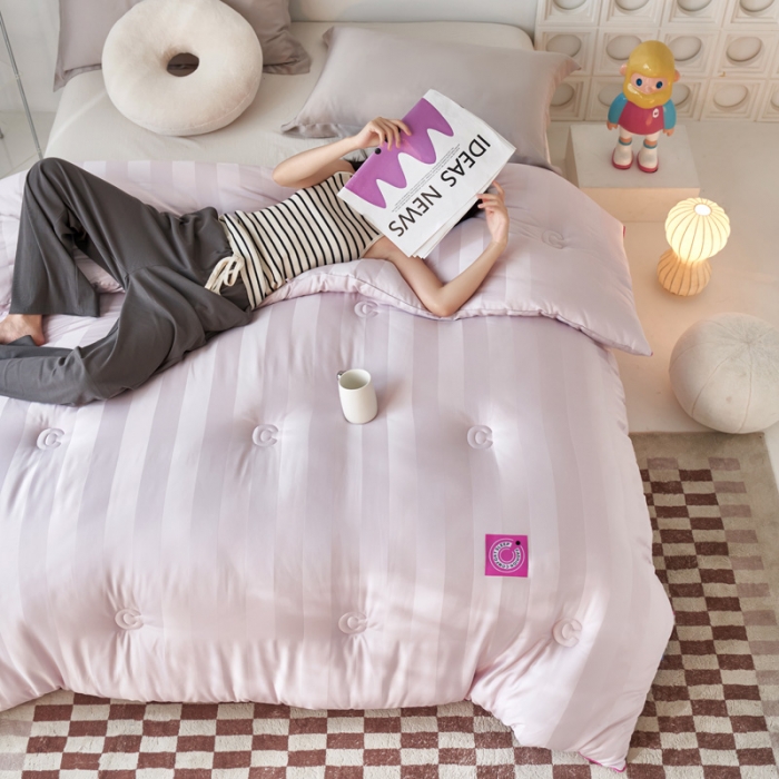 91家纺网 家纺一手货源 找家纺 莱福仕 2023新款A类杜邦防螨抗菌春秋被冬被被子被芯 维C-浅烟紫