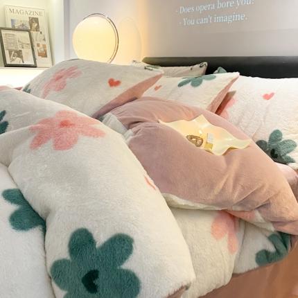 91家纺网 家纺一手货源 找家纺 （总）金奇达 210G牛奶绒多巴胺印象兔绒四件套