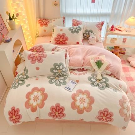 91家纺网 家纺一手货源 找家纺 （总）同田家纺 2024秋冬新品雪花绒牛奶绒印花四件套