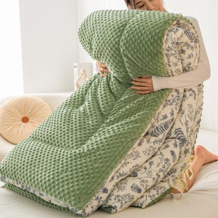 91家纺网 家纺一手货源 找家纺 欢乐季 2025新款A类复古双层纱豆豆绒冬被四季被+被芯被子被芯 青花瓷