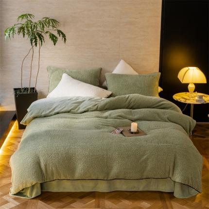 91家纺网 家纺一手货源 找家纺 FOR TWO家纺 2023新款AB版泰迪绒牛奶绒四件套 暖绒-绿