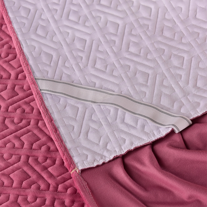 91家纺网 家纺一手货源 找家纺 忘忧草 2023新款安娜系列婴儿绒夹棉浪漫花边床裙 安娜-豆沙色