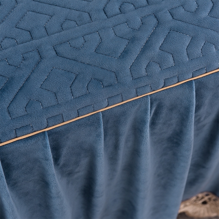 91家纺网 家纺一手货源 找家纺 忘忧草 2023新款安娜系列婴儿绒夹棉浪漫花边床裙 安娜-梦幻蓝