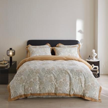 91家纺网 家纺一手货源 找家纺 嘉汀兰 2023新款全棉臻品磨毛系列四件套-拼角款 晨晓（拼角款）