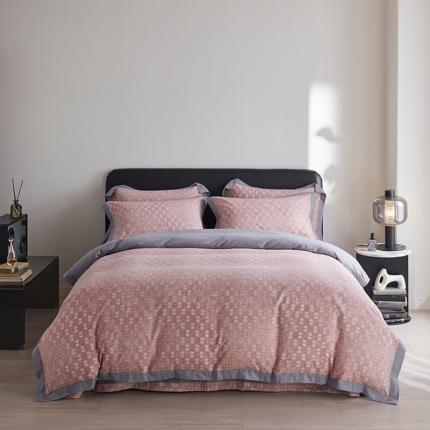 91家纺网 家纺一手货源 找家纺 嘉汀兰 2023新款全棉臻品磨毛系列四件套-拼角款 梦想豆沙（拼角款）