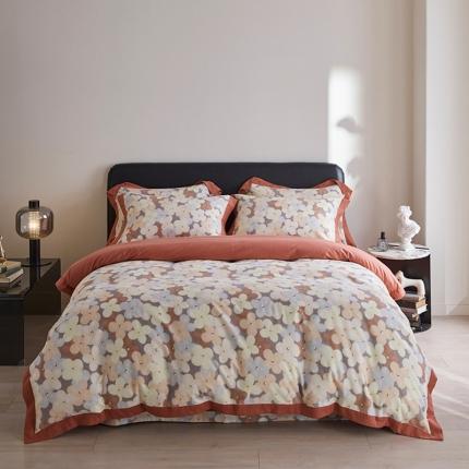 91家纺网 家纺一手货源 找家纺 嘉汀兰 2023新款全棉臻品磨毛系列四件套-拼角款 臻爱（拼角款）