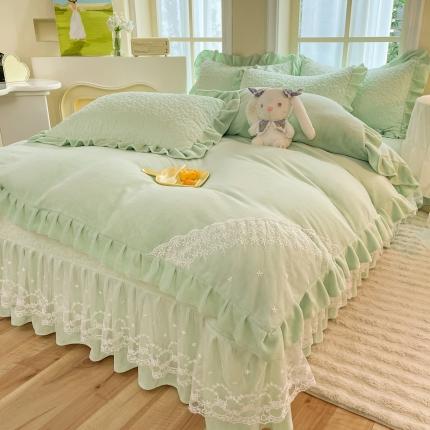 91家纺网 家纺一手货源 找家纺 （总）2025九诺新款秋冬加厚牛奶绒夹棉床盖四件套直播爆款-浪漫花语