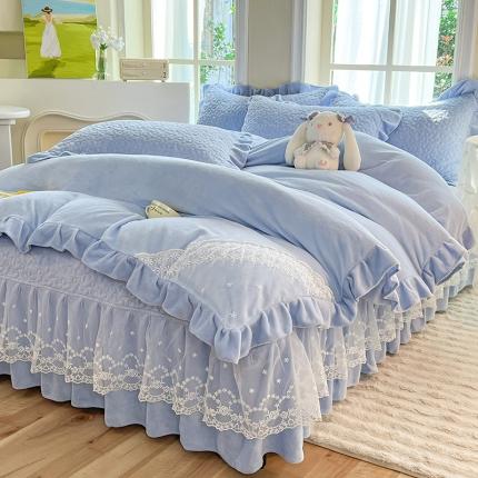 91家纺网 家纺一手货源 找家纺 （总）2025九诺新款秋冬加厚牛奶绒夹棉床盖四件套直播爆款-浪漫花语