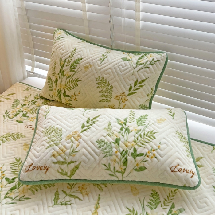 91家纺网 家纺一手货源 找家纺 羽爱 2024新款棉加绒床盖套件 花叶漫舞