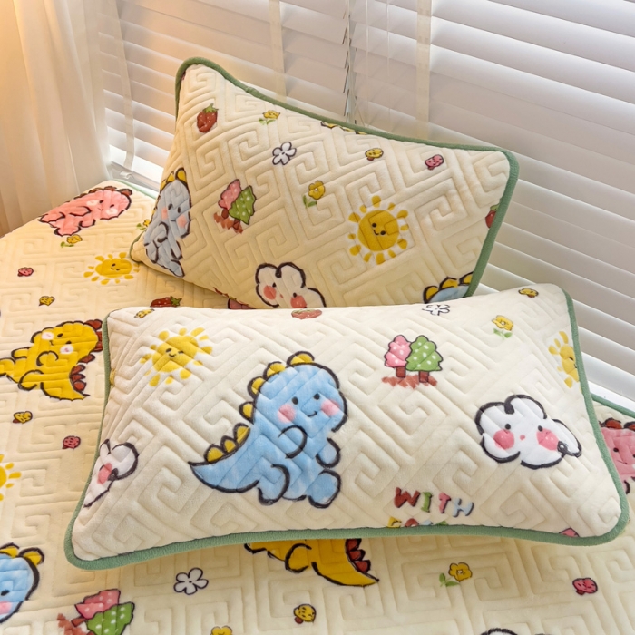 91家纺网 家纺一手货源 找家纺 羽爱 2024新款棉加绒床盖套件 恐龙宝宝