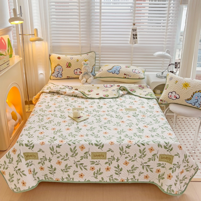 91家纺网 家纺一手货源 找家纺 羽爱 2024新款棉加绒床盖套件 恐龙宝宝