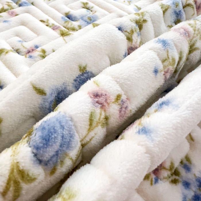 91家纺网 家纺一手货源 找家纺 羽爱 2024新款棉加绒床盖套件 烂漫花影