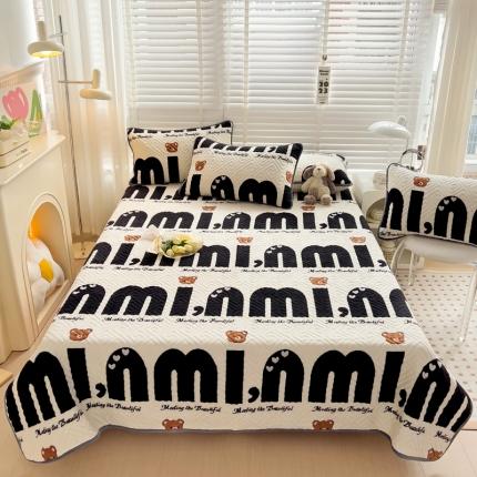 91家纺网 家纺一手货源 找家纺 羽爱 2024新款棉加绒床盖套件 迷你熊-黑