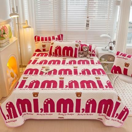 91家纺网 家纺一手货源 找家纺 羽爱 2024新款棉加绒床盖套件 迷你熊-红