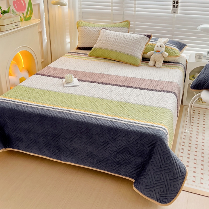 91家纺网 家纺一手货源 找家纺 羽爱 2024新款棉加绒床盖套件 莫兰迪