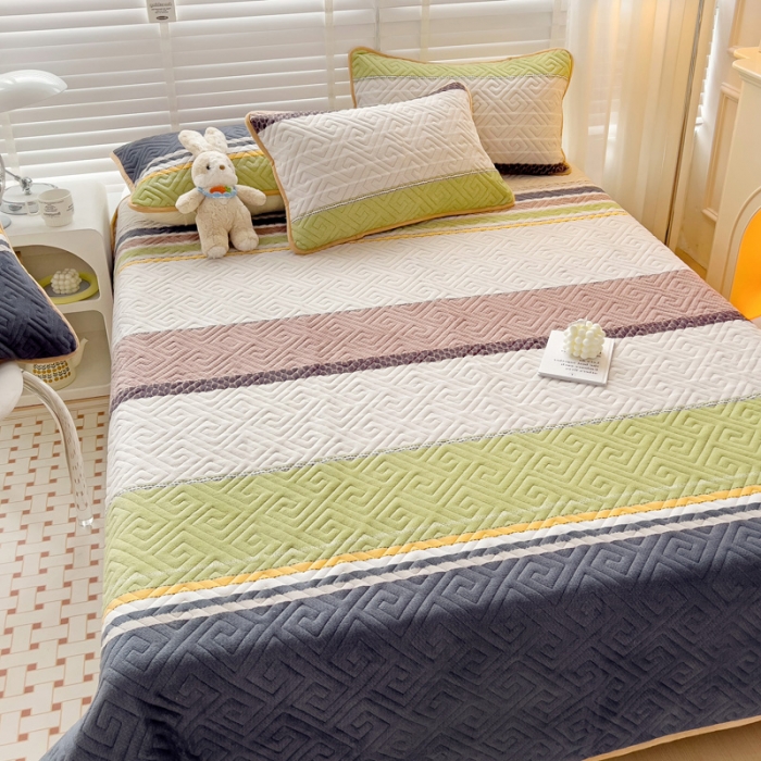 91家纺网 家纺一手货源 找家纺 羽爱 2024新款棉加绒床盖套件 莫兰迪