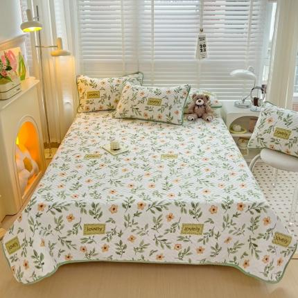 91家纺网 家纺一手货源 找家纺 羽爱 2024新款棉加绒床盖套件 青柠薄荷