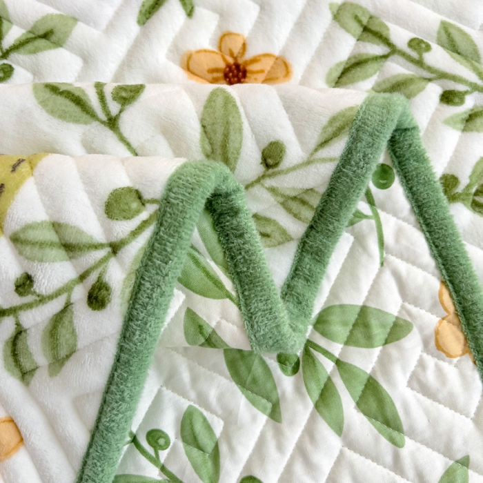 91家纺网 家纺一手货源 找家纺 羽爱 2024新款棉加绒床盖套件 青柠薄荷