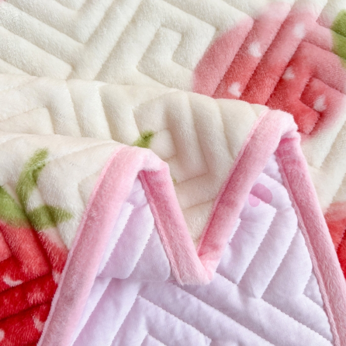 91家纺网 家纺一手货源 找家纺 羽爱 2024新款棉加绒床盖套件 甜甜果