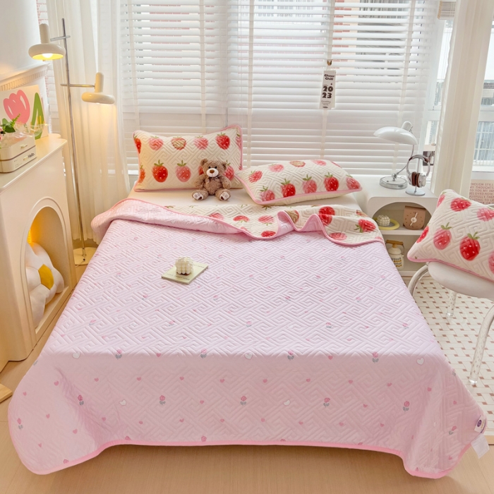 91家纺网 家纺一手货源 找家纺 羽爱 2024新款棉加绒床盖套件 甜甜果