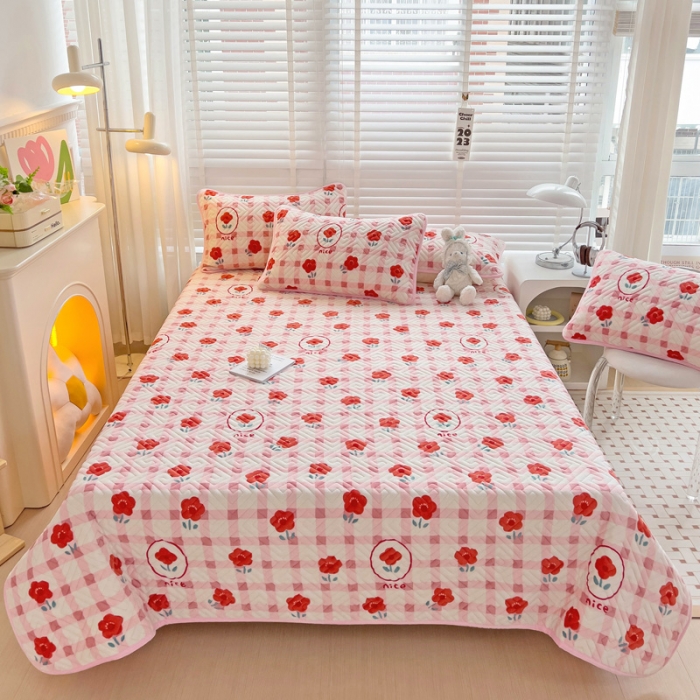 91家纺网 家纺一手货源 找家纺 羽爱 2024新款棉加绒床盖套件 温馨小花