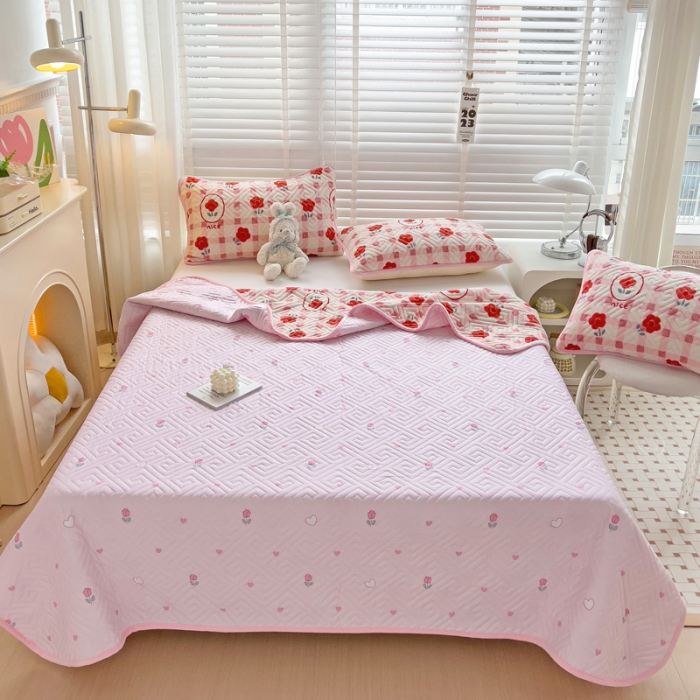 91家纺网 家纺一手货源 找家纺 羽爱 2024新款棉加绒床盖套件 温馨小花