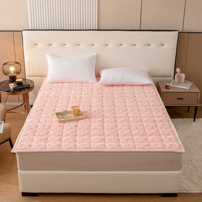 91家纺网 家纺一手货源 找家纺 凌云家纺 2025新款A类兔兔绒学生宿舍床褥家用床盖床垫可机洗-大床图 兔兔绒-粉玉色