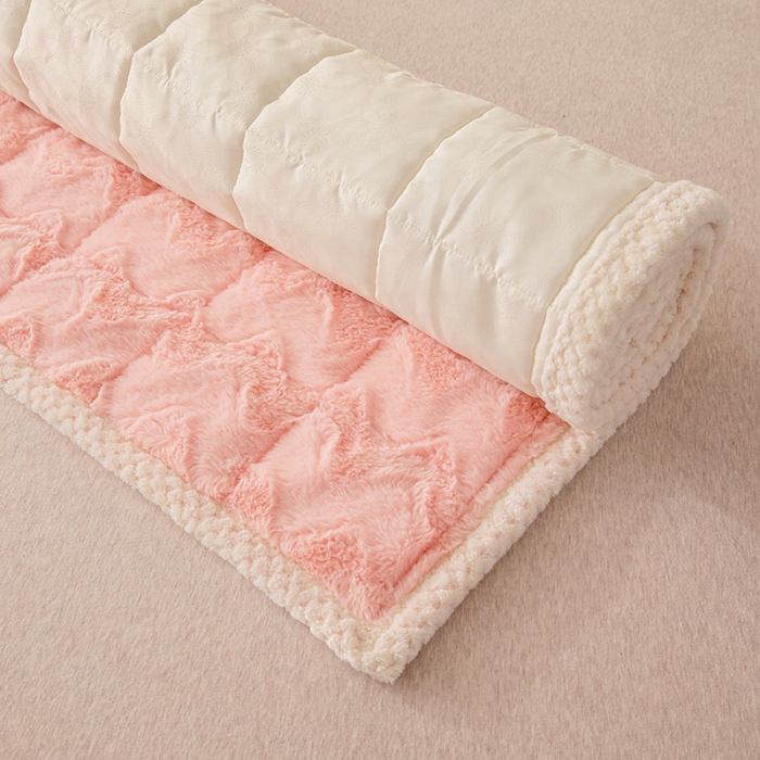 91家纺网 家纺一手货源 找家纺 凌云家纺 2025新款A类兔兔绒学生宿舍床褥家用床盖床垫可机洗-大床图 兔兔绒-粉玉色