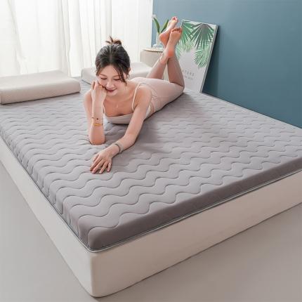 91家纺网 家纺一手货源 找家纺 元昊 2025新款A类牛奶丝波浪款纯色乳胶学生床垫 波浪-元气灰