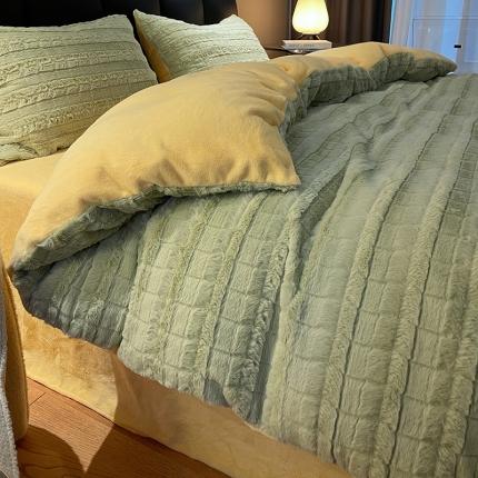 91家纺网 家纺一手货源 找家纺 （总）慕色家纺 2023新款A类兔毛绒獭兔绒双拼保暖四件套（风格二）